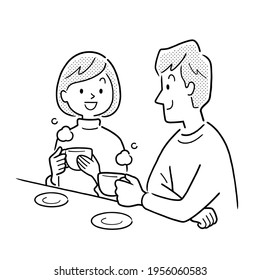Vector Illustration Material: Couples, couples relaxing with a drink