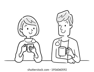 Vector Illustration Material: Couples, couples relaxing with a drink