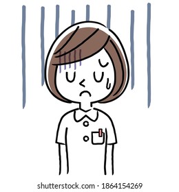 Vector Illustration Material: Depressed Young Female Nurse