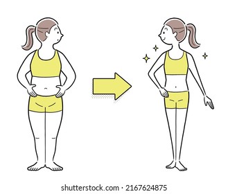 Vector Illustration Material: Diet, Before After, Women