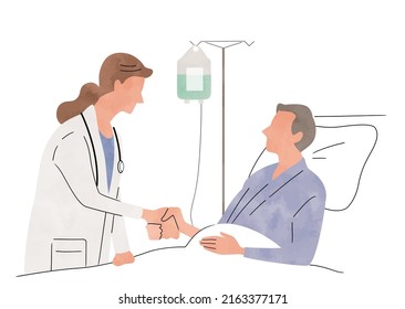 Material de ilustración del vector: Médico y paciente hospitalizado