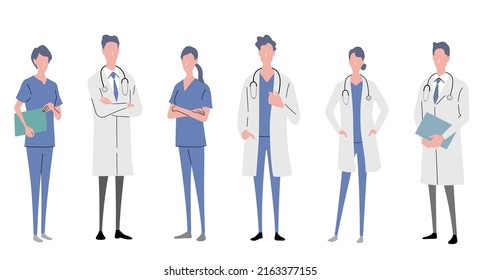 Vector illustration material: doctor, nurse, healthcare worker, person set