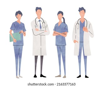 Vector illustration material: doctor, nurse, healthcare worker, person set