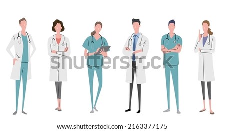 Vector illustration material: doctor, nurse, healthcare worker, person set