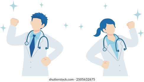 Vector illustration material of a doctor in a white coat