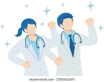 Vector illustration material of a doctor in a white coat
