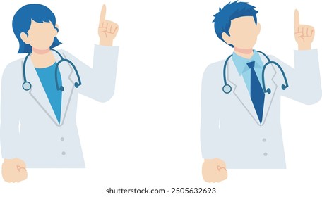 Vector illustration material of a doctor in a white coat