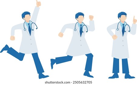 Vector illustration material of a doctor in a white coat