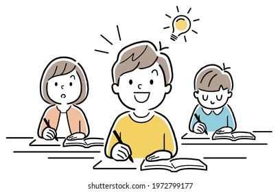 Vector Illustration Material Elementary School Boy Stock Vector ...