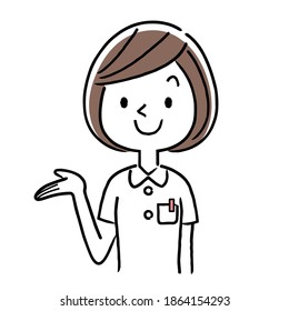 Vector Illustration Material: Explanation, Guide Young Female Nurse