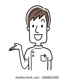 Vector Illustration Material: Explanation, Guide Young Male Nurse