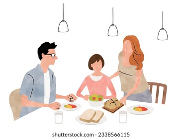 Vector illustration material: Family meal