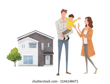 Vector illustration material: Family, parenting generation, single-family home