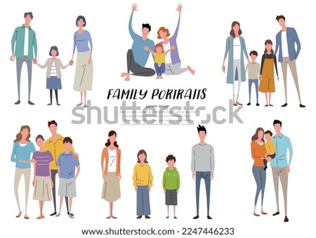 Vector illustration material: family, parenting generation, set