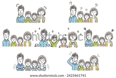 Vector illustration material: family set in various situations