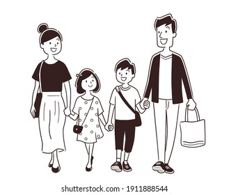 Vector Illustration Material: Family Shopping, Shopping