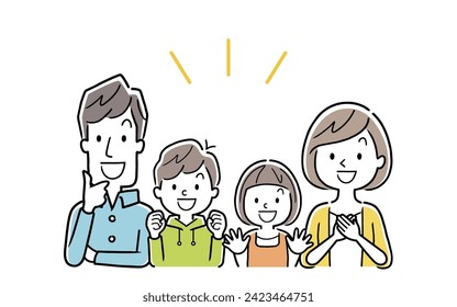 Vector illustration material: Family with smiling and satisfied expressions