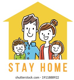 Vector Illustration Material: Family, Stay Home