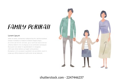 Vector illustration material: family of three, child-rearing generation