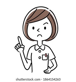 Vector Illustration Material: Female nurse with a serious expression