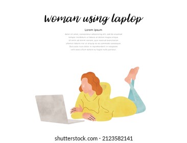 Vector Illustration Material: Female using a laptop