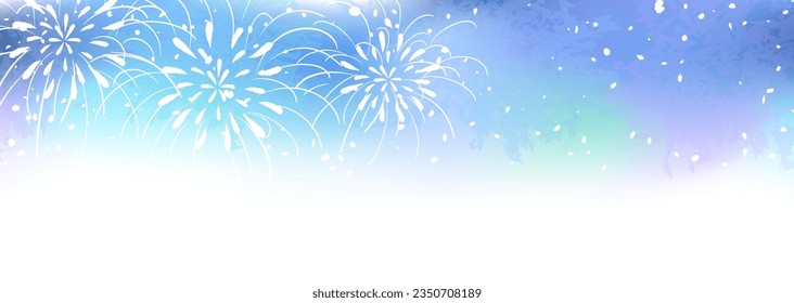 Vector illustration material of fireworks on a blue gradation background