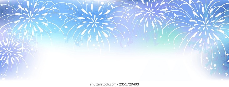 Vector illustration material of fireworks on a blue gradation background