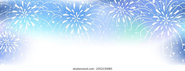 Material de ilustración vectorial de fuegos artificiales en un fondo de gradación azul