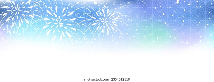 Vector illustration material of fireworks on a blue gradation background