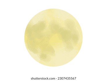 Vector illustration material of "full moon" like a watercolor painting