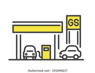 Material de ilustración vectorial: Estación de gas simple