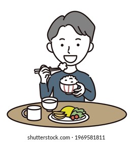 Vector illustration material of a girl eating
