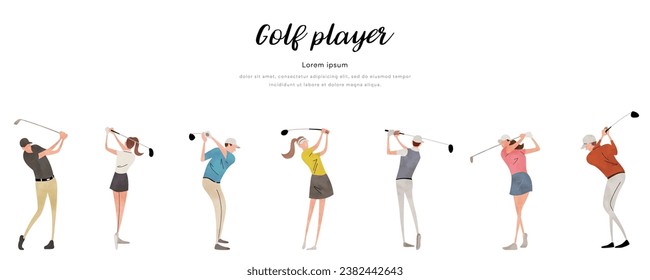 Vector illustration material: golf, people set