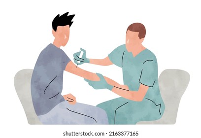 Vector Illustration Material: Injected Patients and Healthcare Professionals