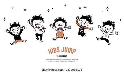 Vector illustration material: jumping children