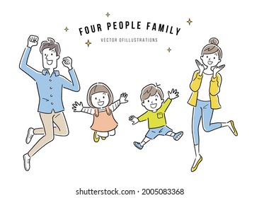 Vektorgrafik-Material: Vier-Springfamilien, Familie
