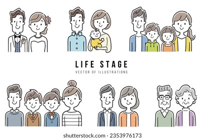 Vector illustration material: life stage, person set