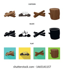 Vector illustration of material and logging symbol. Set of material and forestry stock symbol for web.