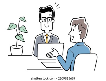 Vector illustration material: Male businessman having a meeting