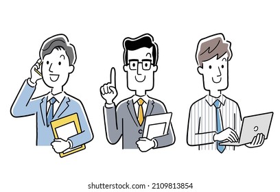 Vector Illustration Material: Male businessman working in a suit