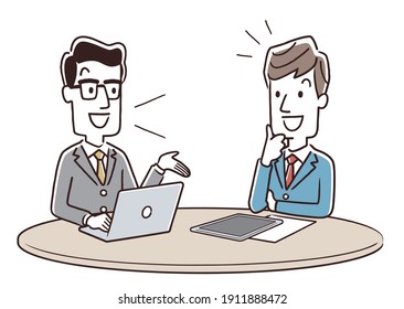 Vector illustration material: Male businessmen having a meeting
