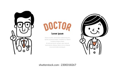 Vector illustration material: male doctor and female doctor