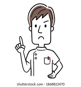 Vector Illustration Material: Male nurse with a serious expression