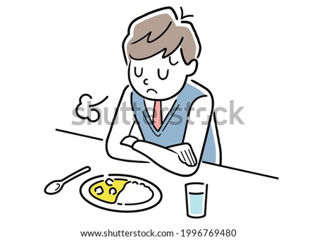Vector illustration material: Male student with no appetite