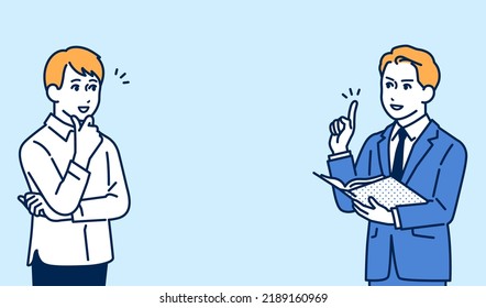 Vector illustration material of a man consulting a business person