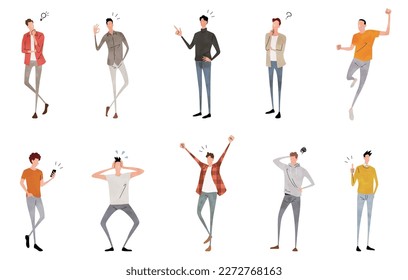 Vector illustration material: man expressing emotions, person set