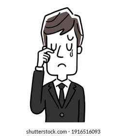 Vector Illustration Material: Man in Mourning, Crying