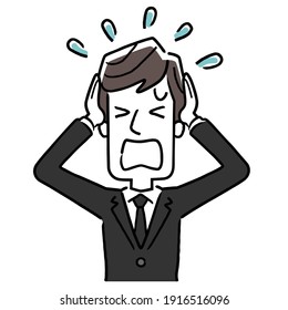 Material de ilustración vectorial: Hombre de luto, pánico
