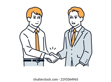 Vector illustration material of a man in a suit shaking hands