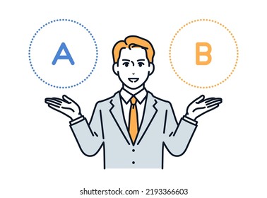 Material de ilustración vectorial de un hombre con traje que propone un plan